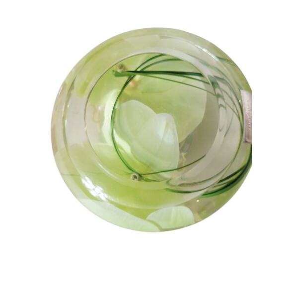 Emilo Robba Glass Orchid Tea Lite Candle Holder Green Floral - Picture 4 of 12